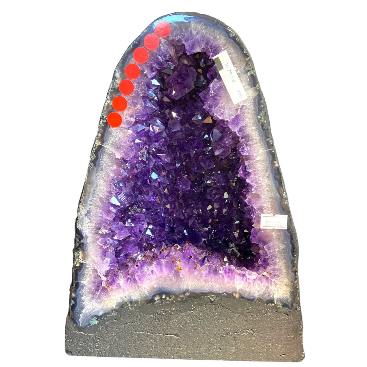 *PREMIUM* 10.7kg Medium Natural Uruguay Amethyst Geode Cave in Tall Mountain Shape with Wooden Base