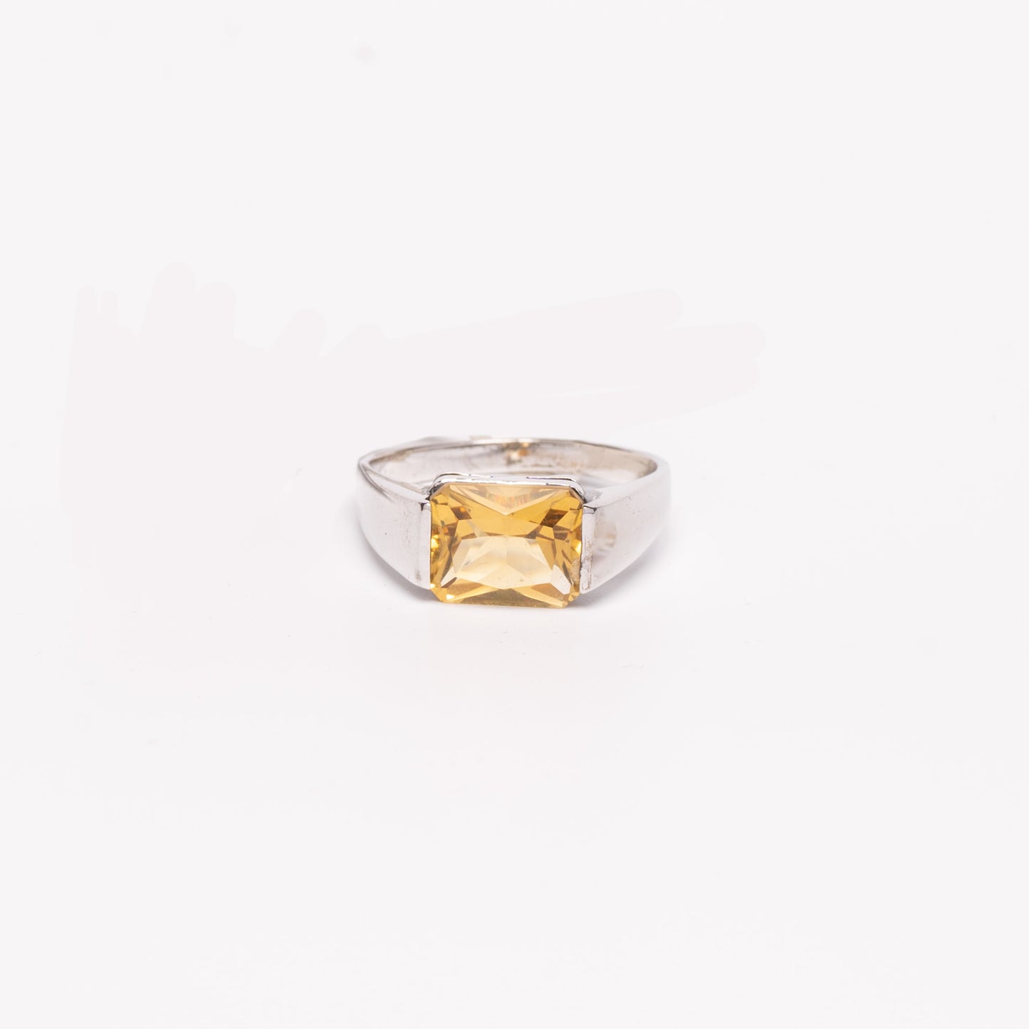 Rectangle Citrine Gemstone Ring