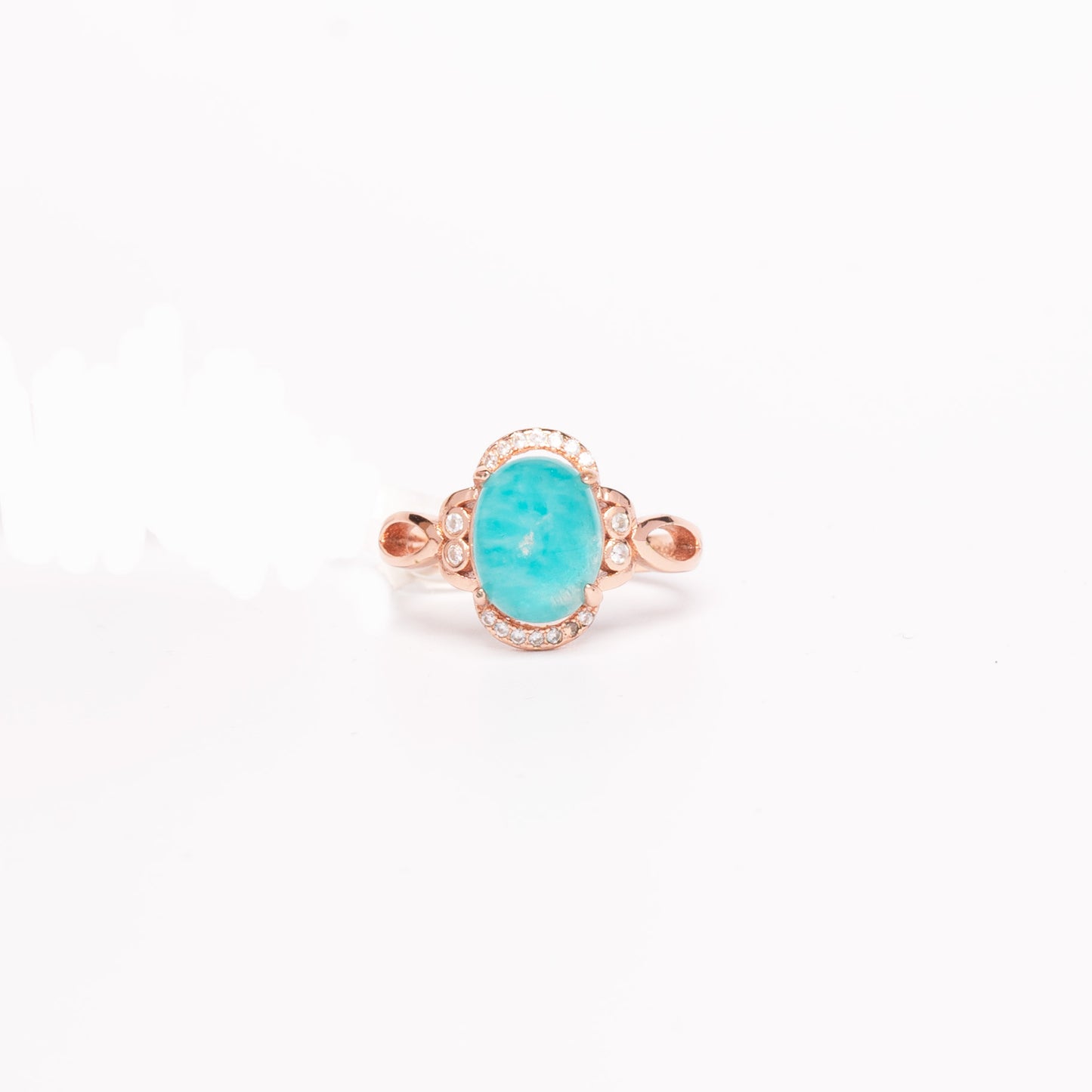 Oval Amazonite Cabochon Rose Gold Ring