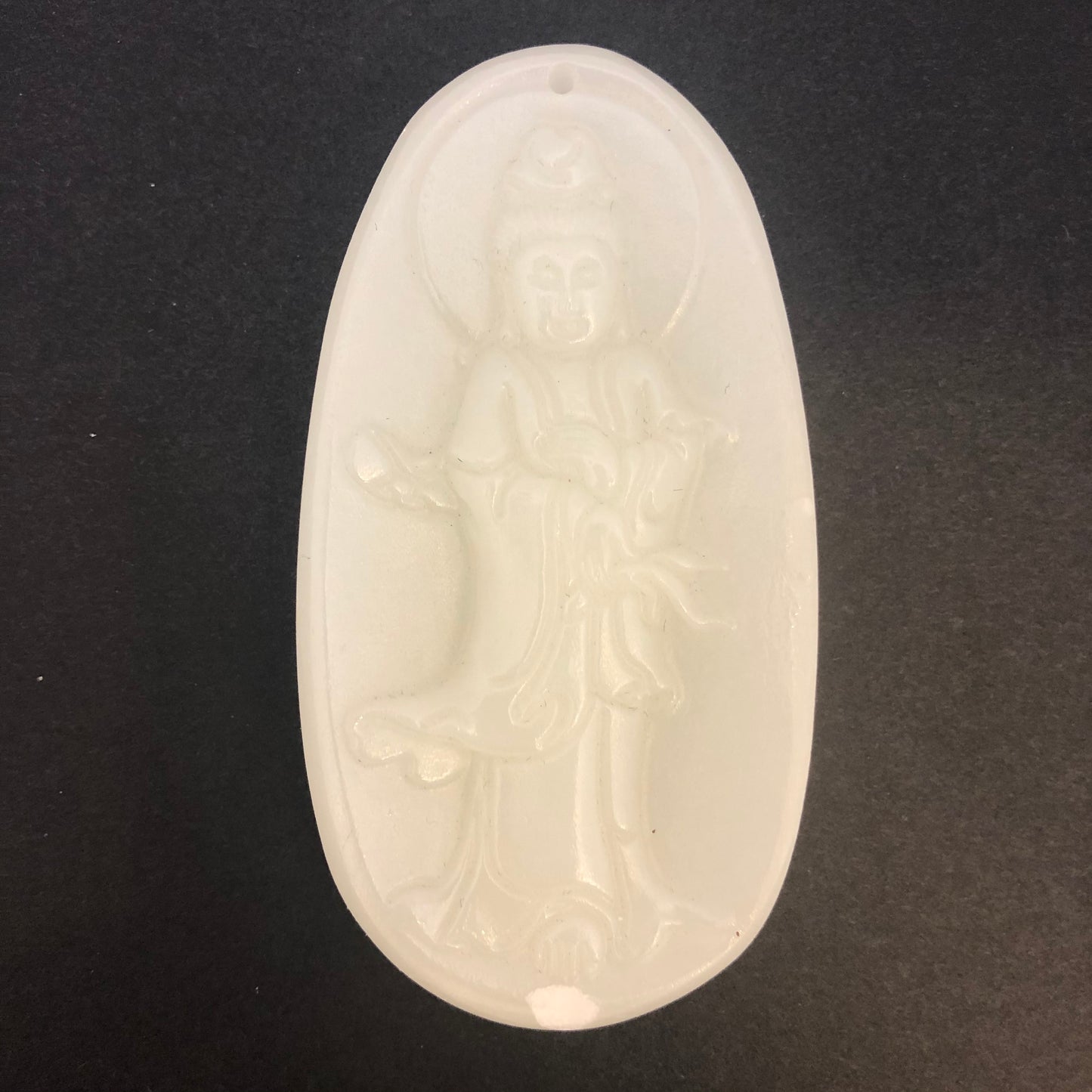 Natural Afghanistan White Jade Standing Guan Yin Goddess of Mercy Mutton Fat Pendant