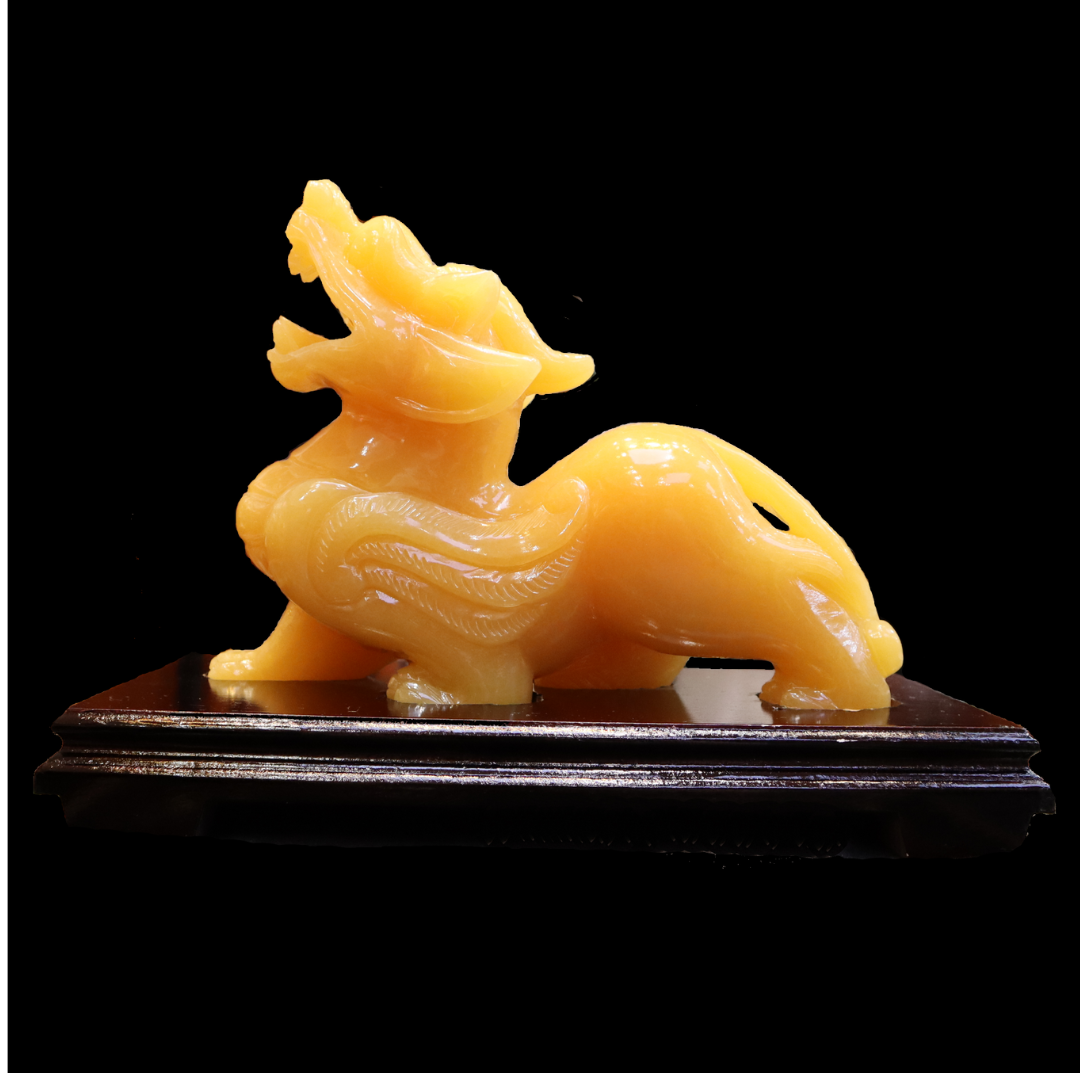 [Exculsive] Large Single Pixiu Yellow Jade Right Leg Out