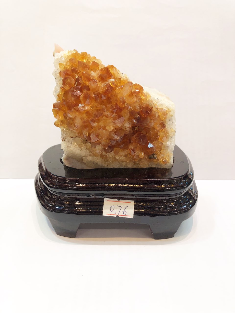 760g Natural Brazil Citrine Piece Fengshui Geode Display with Wooden Base
