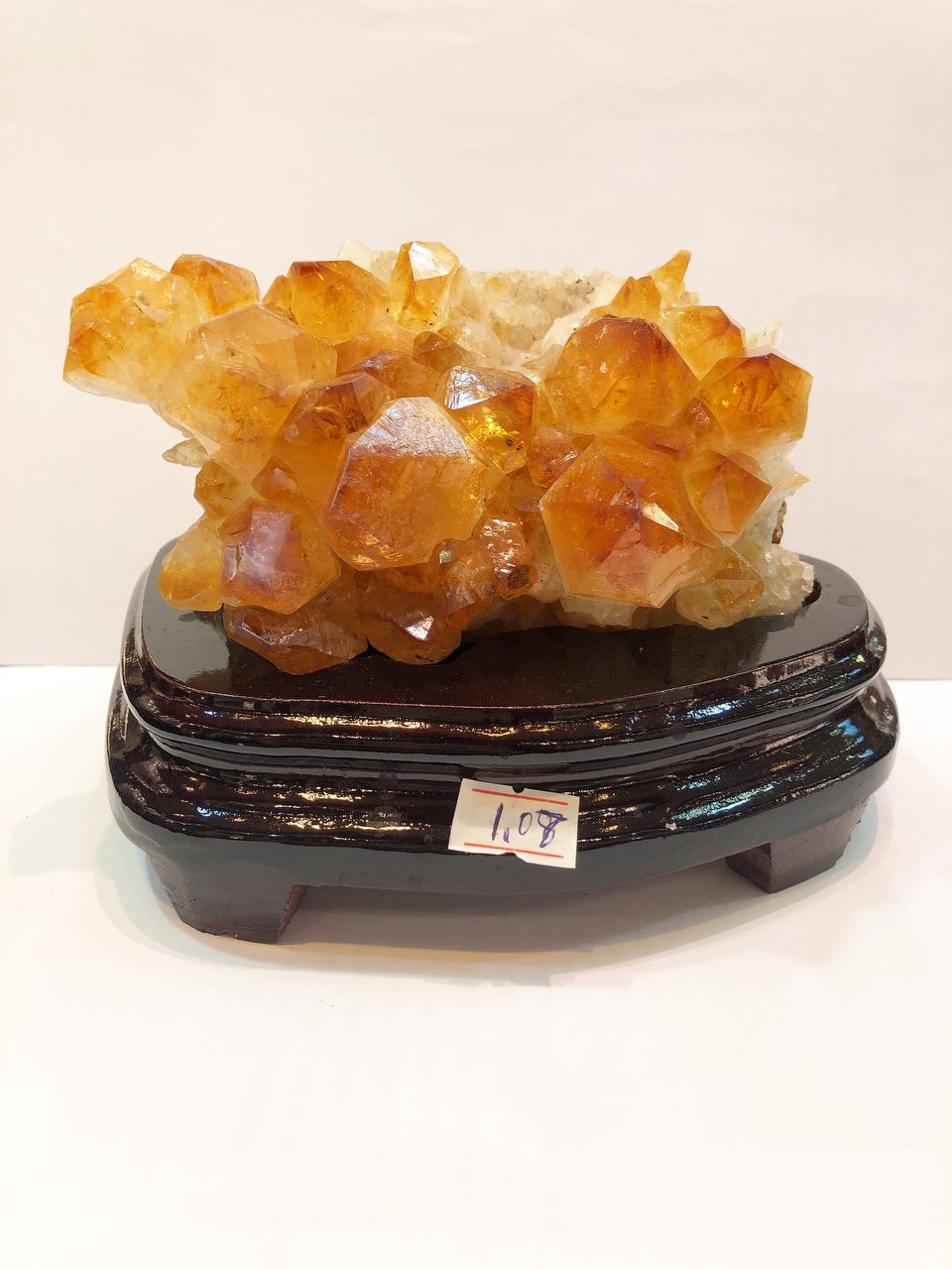 1080g Natural Brazil Citrine Piece Fengshui Geode Display with Wooden Base