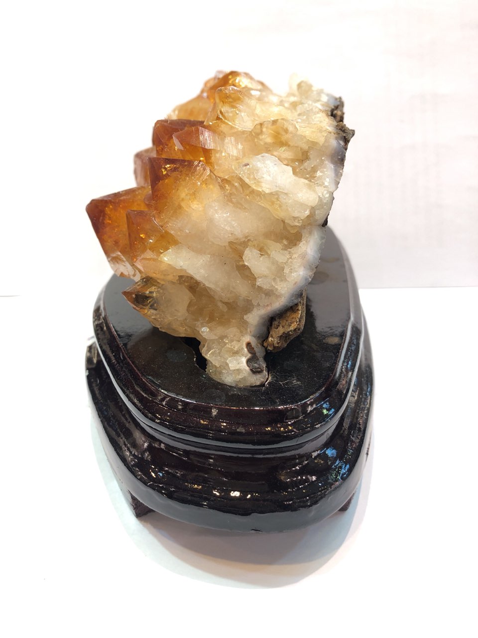 1080g Natural Brazil Citrine Piece Fengshui Geode Display with Wooden Base
